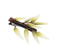 Generic Elegant Leaf Hair Clips for Women Lightweight Resin Duckbill Side Clips Vintage Bamboo Leaf Hair Accessories for Daily Wear Parties and Travel