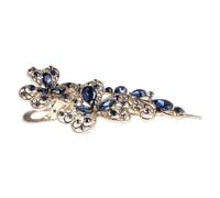 Generic Elegant Rhinestone Flower Hair Clip for Women and Back of Head Duckbill Barrette for Wedding and Daily Styling Secure Fit Hair Jewelry Accessory in Navy Blue