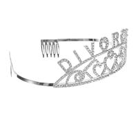 Generic Elegant Silver Alloy Crown Headband with Crystal Rhinestones, Women’S Divorce Party Crown for Costume and Celebration Accessories