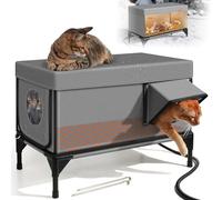 Generic Elevated Base Heated Cat House - Waterproof & Windproof & Weatherproof, Outside Feral Cat House Shelter in Winter + Heating Pad,M(L)