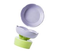 Generic Elevated Ceramic Cat Food Bowl High Stability Large Capacity Neck Spine Protection for Cats Dogs Pets, Streamlined Design, Ceramic Pet Food Bowl for Indoor Use (Purple)