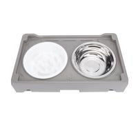 Generic Elevated Pet Bowl Adjustable Height Ergonomic Design for Pets Health Large Size Stainless Steel 2 Units (Grey)