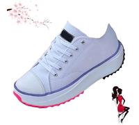 Generic Elsvia Orthopedic Shoes for Women, Hiking Comfortable Casual Canvas Sneakers, Thick Sole Breathable Shoes (White, Adult, Women, 4.5, Numeric, UK Footwear Size System, Medium)
