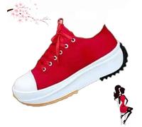Generic Elsvia Orthopedic Shoes for Women, Hiking Comfortable Casual Canvas Sneakers, Thick Sole Breathable Shoes (Red, Adult, Women, 4, Numeric, UK Footwear Size System, Medium)