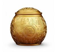 Generic Embossed Storage Jar Decorative With Lid Traditional Craftsmanship Round Metal Container Dust Protection For Entryway Office Desk Living Room Shelves