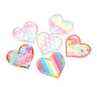 Generic Embroidered Patch 6pcs Colorful Heart Cloth Sticker DIY Clothing Accessories for Shirts Jeans Skirts Home Decor
