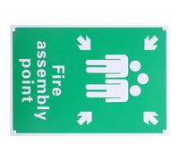 Generic Emergency Sign Fire Assembly Point Sign Aluminium Reflective 0.8mm Thickness Lightweight Easy to Install Simple Strong Structure Green for Playground Garden