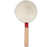 Generic Enamel Saucepan with Wooden Handle 1000ml Red Thickened Milk Pot Nonstick Food Cooking Pan for Stove Top Kitchen