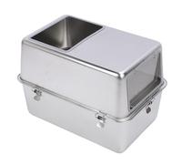 Generic Enclosed Stainless Steel Cat Litter Box, Large Capacity Prevent Splashing Top Entry High Sided Stainless Steel Cat Toilet with Scoop & Odor Blocking Lid for Multiple Pets