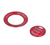 Generic Engine Start Stop Button Trim Durable Aluminum Alloy Decor Fit for Infiniti Q50 Q50L QX60, Anti-Scratch Engine Push Button Cover for Car Interior Styling (Red)