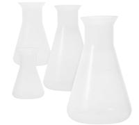 Generic Erlenmeyer Flask Set Plastic Measuring Flask Scale, Sturdy and Lightweight, 4 Bottles of, for Lab, Experiment, Chemistry, Science Studies