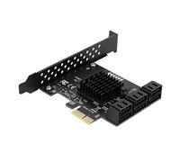 Generic Expansion Card PCI-E to 6-Port Durable High-Speed 6G Data Transfer for PC Systems, Plug and Play Convenience, Black, 1 Unit