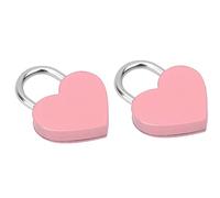 Generic Exquisite Heart Locks 2 Sets with Keys, Colorful Metal Padlocks for Diary and Jewelry Boxes, 30x39mm (Pink)