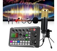 Generic F998 Live Sound Card Audio Mixer with 16 Effects & Bluetooth Connectivity, 8-Channel, Tripod Set