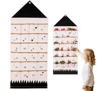 Generic Fabric Christmas Advent Calendar 24 Days Countdown Calendar Decor (Black White)