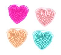 Generic Facial Massage Brush 4Pcs Silicone Heart-Shaped Dual-Sided Face and Head Brush for Gentle Cleansing and Skin Care at Home or on the Go