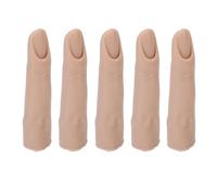 Generic Fake Finger Model, Flexible 5pcs High Elasticity Embedded Nail Groove Thick Nail Plate Art Training Finger for DIY Acrylic Practice (Dark Skin Color)