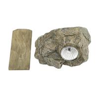 generic Fake Rock Key Box with Solar Light, Resin Simulated Stone Spare Key Holder for Outdoor Garden Yard, Weatherproof Storage Container