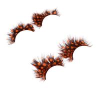 Generic False Eyelashes with Bright Colour 2 Pairs for Stage Modeling Orange Plume Dramatic and Costume Lashes and Amazing Wearing and Variety of Occasions
