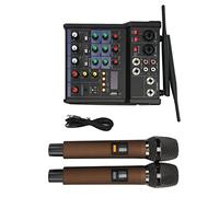 Generic Family Stereo Processor with 2 Wireless Microphones, 16 Reverbs, Perfect for Teachers' Speeches & Small Performances, Metal Small Stereo Mixer
