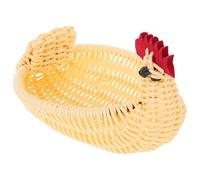Generic Farmhouse Hen Basket Faux Rattan Chicken Shaped Fruit Bowl Open Weave Design for Eggs Snacks Storage Versatile Decorative Organizer for Home and Office