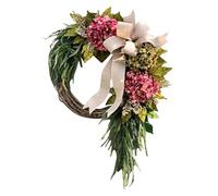 Generic Farmhouse Hydrangea Wreath Simulation Garland Wall Ornament for Front Door Home Decor, Artificial Flower Hanging Hoop Suitable for Indoor Outdoor Use Random Style