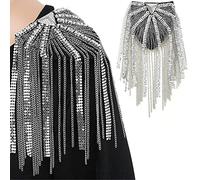 Generic Fashion Metal Tassel Epaulets Shoulder Epaulets Tassel Chain Shoulder Brooch Shoulder Mark Jewelry Retro Clothing Epaulettes, 3.54*3.54*3.74inch, Silver