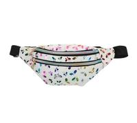 Generic Fashion Women Waist Bag with Double Zipper, Lightweight Casual Shoulder Pouch for Outdoor and Travel, White Lady Hip Pack with Multi-Color Accent