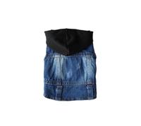 Generic Fashionable Dog Denim Vest with Black Knitted Hat, Button Closure and Lapel Collar, Protects Pets after Haircut, Suitable for Chihuahua and Bulldog in Spring and Autumn