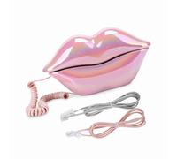 Generic Fashionable Electroplating Pink Lip Telephone with Number Storage Function for Home Decoration Made of ABS Material