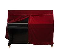 Generic Fashionable Piano Dust Cover Full Size Upright Pleuche Material for Home or Stage Use Soft and Breathable (Red)