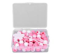 Generic Fashionable Round Hair Beads Braid Dreadlock Beads Convenient Adjustment for Hair Braiding Tool. Suitable for Film Festivals 74pcs in Storage Box (Roseate)