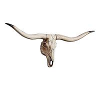 Generic Faux Longhorn Cow Skull Wall Hanging - Handmade Farmhouse Decor Sculpture for Animal Head Wall - Faux Taxidermy Long Horn Wall Decor