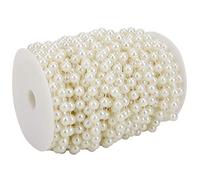 Generic Faux Pearl Bead String 10mm 20m Length Bright Color for DIY Decoration Hanging Beads Suitable for Hair Styling and Events (Beige)