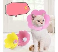 Generic Felt Cat Elizabethan Collar Cute Sunflower Shape Snap Button Closure Anti Licking Collar 3pcs Set for Post Surgery Orange, Pink, Yellow (L)