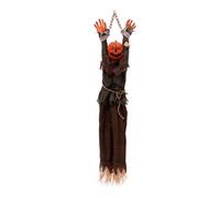 Generic Festival Scene Props Animated Hanging Prop Sound Activated with Motion and Light Up Eyes Draped Specter with Chain Hanger and Worn Layered Robe, Electric Induction Hanging Pumpkin Scarecrow