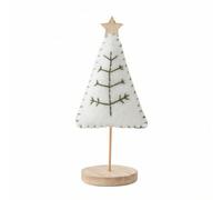 Generic Festive Tabletop Display Mini Christmas Tree Felt Tree Centerpiece Wooden Base Wool Felt Stable Round Base Thin Rod Support Suitable for desk mantel, 18cm X 6cm, White