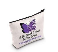 Generic Fibromyalgia Awareness Makeup Bag - Travel & Storage - Purple 'It Takes Strength' Design