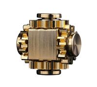 Generic Fidget Toys Cube Metal Spinning Toy, Pure Copper Cool Linkage, Stable Rotation Without Shaking, Detachable Silent Bearing For Adults Children Gifts with 32x32x22mm (Golden)