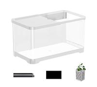 Generic Fish Tank Kit - Acrylic Styrene + ABS Aquarium Kit for Jellyfish Guppy Shrimp - Wall-Mounted Hydroponic Planting Basket - 30.6x19.6x18.4cm