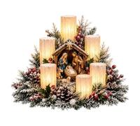 Generic Flameless Lighted Cardinal Christmas Centerpiece Warm Glow Decor | Holly Red Berries Pine Cones PVC Battery Operated 27x24x18cm Seasonal Indoor Holiday Decor