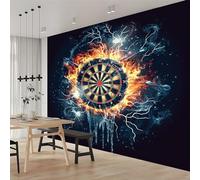 Generic Flaming Dart Board 3D Wall Mural Photo Wallpaper 300x210 cm Modern Sports, Adventures Wall Art