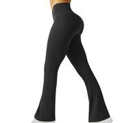 Generic Flare Leggings for Women Butt Lift High Waisted Bootcut Yoga Pants Ladies Slim Fit Tummy Control Seamless Gym Leggings Opaque Stretch Bootleg Trousers for Going Out