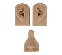 Generic Flexible Silicone Piercing Practice Model for Vivid Display Teaching, Suitable for Classes - Soft Silicone Nose and Ear Models (Dark Skin)