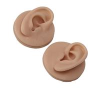 Generic Flexible Soft Silicone Human Ear Model for Piercing Practice, Wide Application for Ear Piercing Teaching, Earring Display, Acrylic Bracket, Perfect Size (Dark Skin)