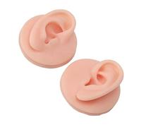 Generic Flexible Soft Silicone Human Ear Model for Piercing Practice, Wide Application for Ear Piercing Teaching, Earring Display, Acrylic Bracket, Perfect Size (Light Skin)
