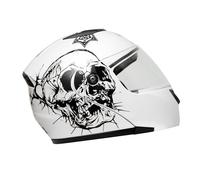Generic Flip Up Helmet, Pure White Thorn Skull Design Anti Fade ABS Material Dual Lens Windproof Antifog for City Commuting Biking, with Adjustable Breathable Liner and Storage Bag