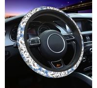 Generic Floral Blue Gray Print Steering Wheel Cover Non-Slip Car Steering Wheel Protection Covers Women Men Car Accessories For Suvs Trucks Sedans Cars