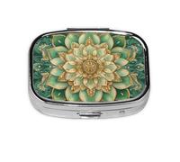 Generic Flower Mandala Print Square Pill Box-2 Compartment for Purse & Pocket Mini Metal Pill Holder Travel Pill Container