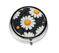 Generic Flower Print Round Pill Box-3 Compartment Small Pill Case for Purse & Pocket Mini Metal Pill Holder Travel Pill Container